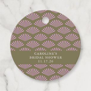 Art Deco Fans Olive and Lilac Brautparty Custom Geschenkanhänger