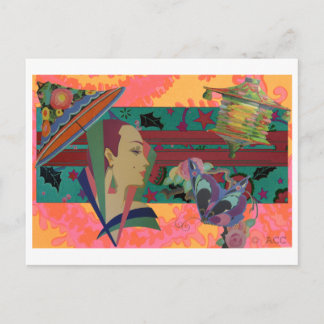 Art Deco Farbschlauch für Frauen Postkarte