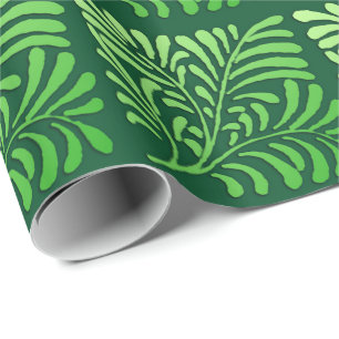 Art Deco Farnmuster - Farbtöne von Grün Geschenkpapier