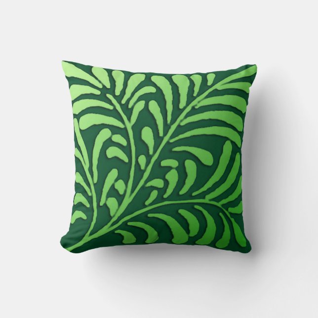 Art Deco Farnmuster - Farbtöne von Grün Kissen (Vorderseite)