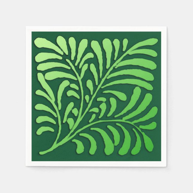 Art Deco Farnmuster - Farbtöne von Grün Serviette (Vorderseite)