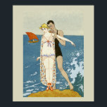 Art Deco Fashion Poster<br><div class="desc">Absolut atemberaubendes Vintages Art-Déco-Poster,  das ein Paar am Strand zeigt. Das Zimmer war sehr sauber.</div>