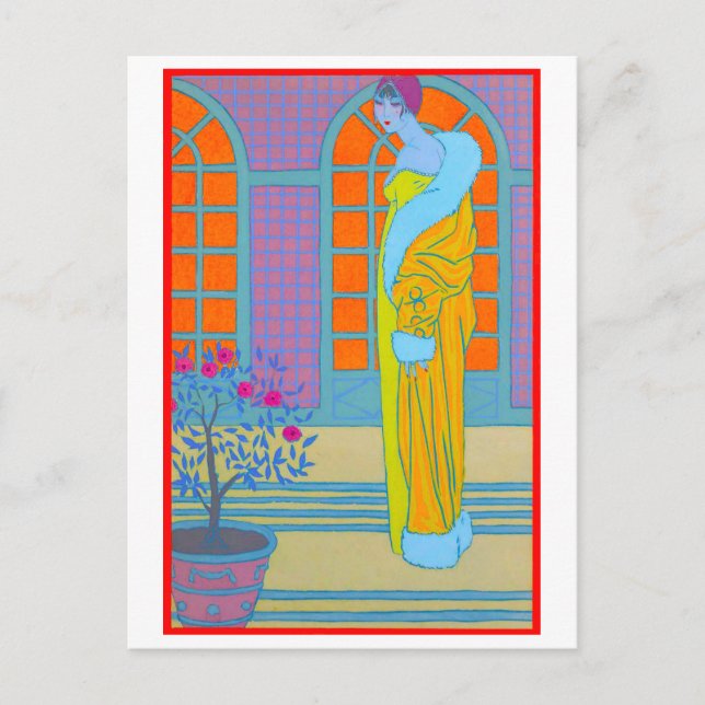 Art Deco Fashion Zeichnend von George Barbier Postkarte (Vorderseite)