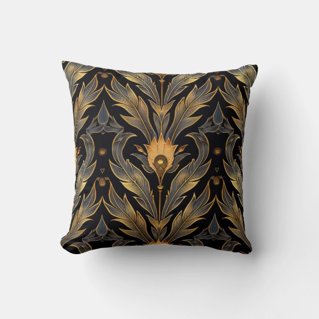 Art Deco Feather Muster Kissen (Vorderseite)