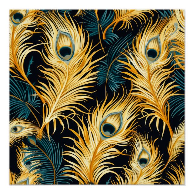 Art Deco Feather Muster Poster (Vorderseite)