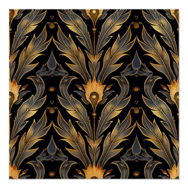 Art Deco Feather Muster Poster (Vorderseite)