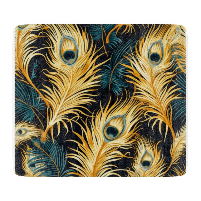 Art Deco Feather Muster Schneidebrett (Vorderseite)
