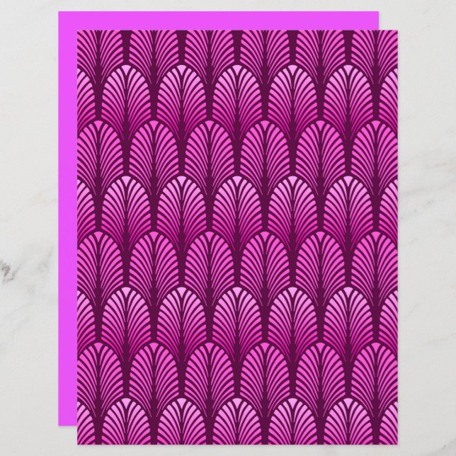 Art Deco Feather Pattern, Amethyst Lila (Vorne/Hinten)