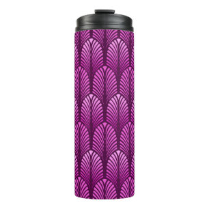 Art Deco Feather Pattern, Amethyst Lila Thermosbecher