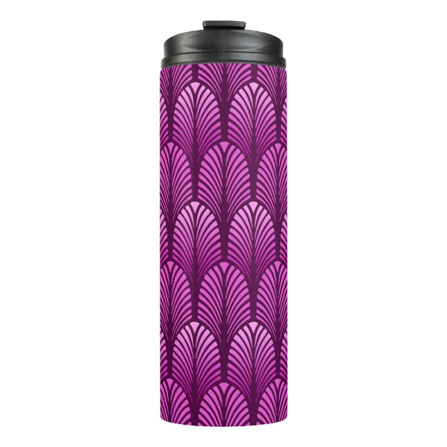 Art Deco Feather Pattern, Amethyst Lila Thermosbecher (Vorderseite)