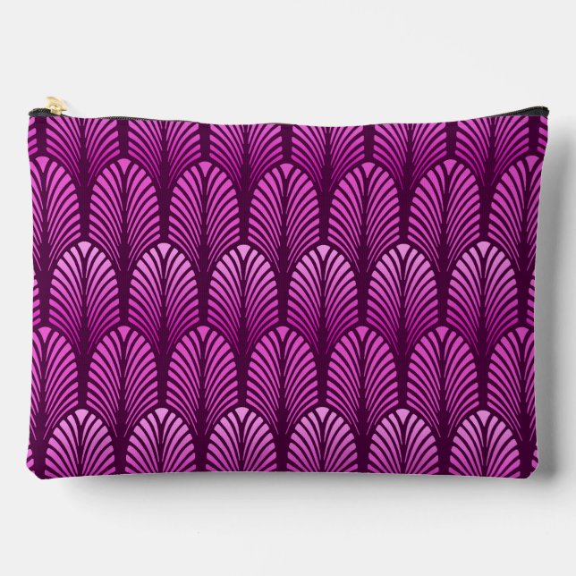 Art Deco Feather Pattern, Amethyst Lila Zubehörtasche (Vorderseite)