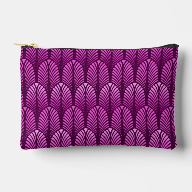 Art Deco Feather Pattern, Amethyst Lila Zubehörtasche (Vorderseite)