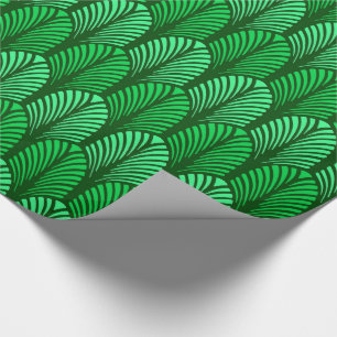 Art Deco Feather Pattern, Emerald Green Geschenkpapier
