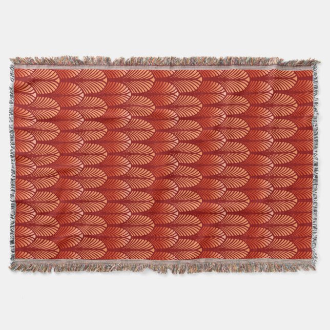 Art Deco Feather Pattern, Mandarin Orange Decke (Vorderseite)