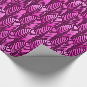 Art Deco-Feder-Muster, Amethystpurpur Geschenkpapier