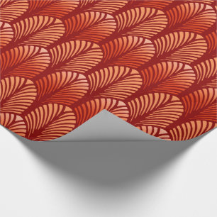 Art Deco-Feder-Muster, Mandarinorange Geschenkpapier