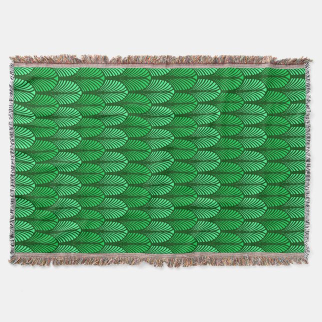 Art Deco-Feder-Muster, Smaragdgrün Decke (Vorderseite)