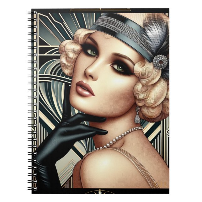 Art Deco Femme Fatale Planer Notizblock (Vorderseite)