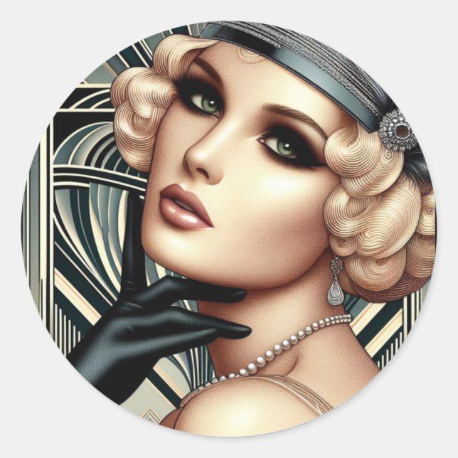 Art Deco Femme Fatale Sticker (Vorderseite)