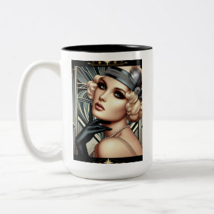 Art Deco Femme Fatale Tasse (2 Töne schwarz)