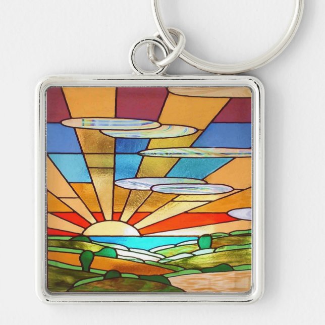 Art Deco: Festes Glas 1 Schlüsselanhänger (Vorne)