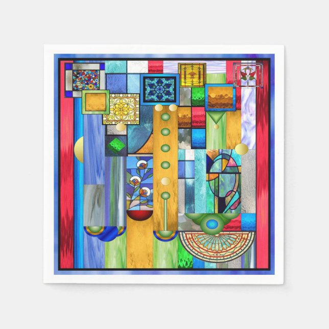 Art Deco: Festes Glas 1 Serviette (Vorderseite)