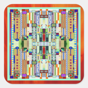 Art Deco: Festes Glas 2 Quadratischer Aufkleber