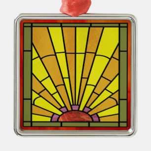 Art Deco: Festes Glas 3 Silbernes Ornament