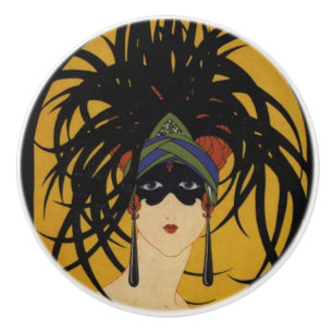 Art Deco Festliche Dame Keramikknauf