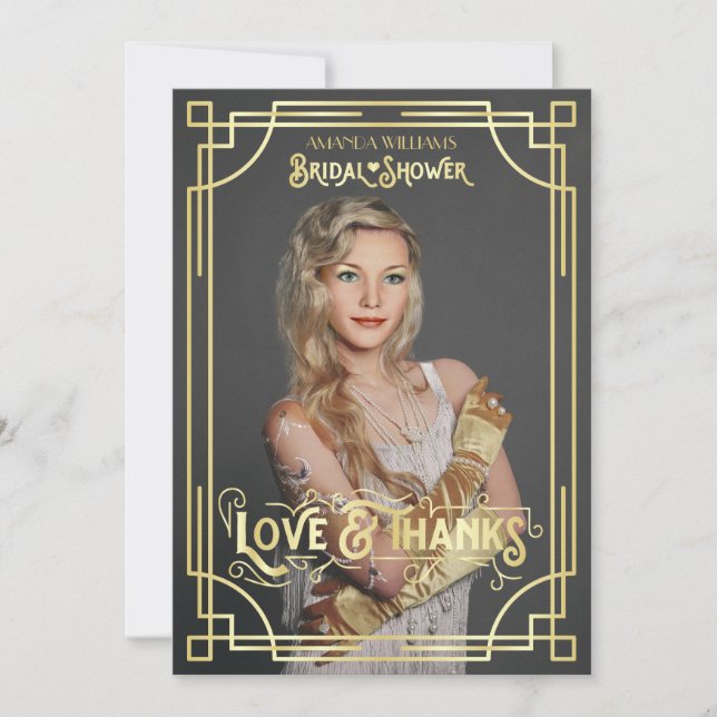 Art Déco Fête des mariées Amour et merci votre pho (Devant)