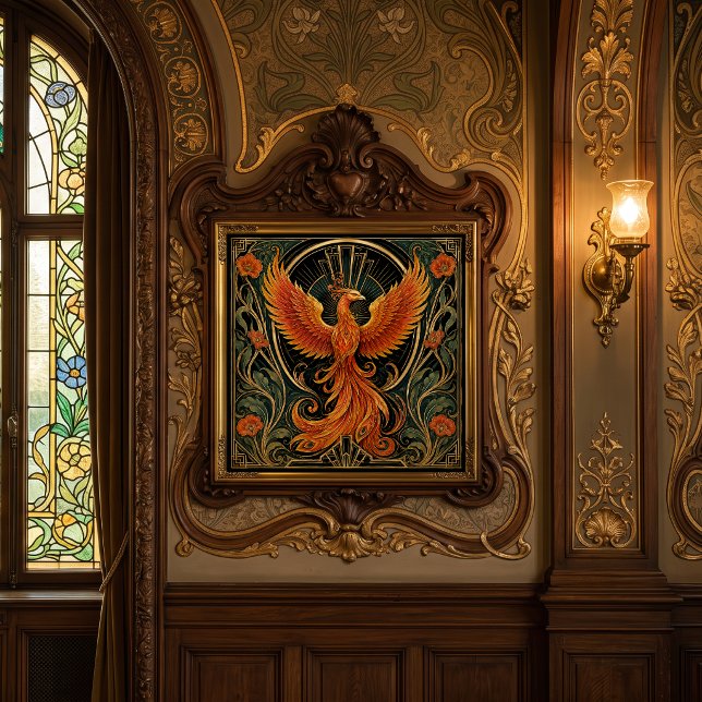 ART DECO FEURIGER PHOENIX KERAMIKFLIESE   (Von Creator hochgeladen)