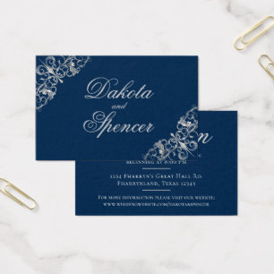 Art Deco Filigree Silver and Navy Blue Empfang