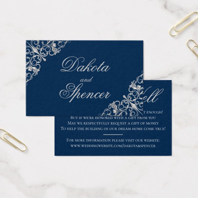 Art Deco Filigree | Silver Navy Blue wünscht gut (Büro)