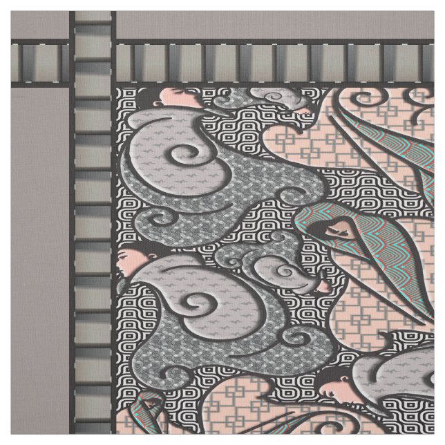 Art Deco Finlandia - Grays und Pink Stoff (Muster)