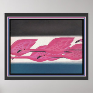 Art déco "Flamants roses en vol" ca. 1930