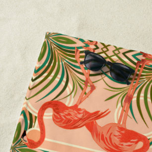 Art Deco Flamingo Beach Handtuch