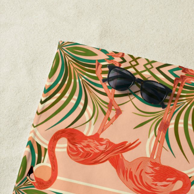 Art Deco Flamingo Beach Handtuch (Beispiel)