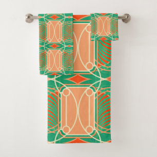 Art Deco Flamingo Pink und Aqua Handtücher