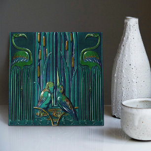Art Deco Flamingo Wanddekoration Art Nouveau Fliese