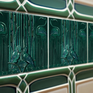 Art Deco Flamingo Wanddekoration Art Nouveau Fliese
