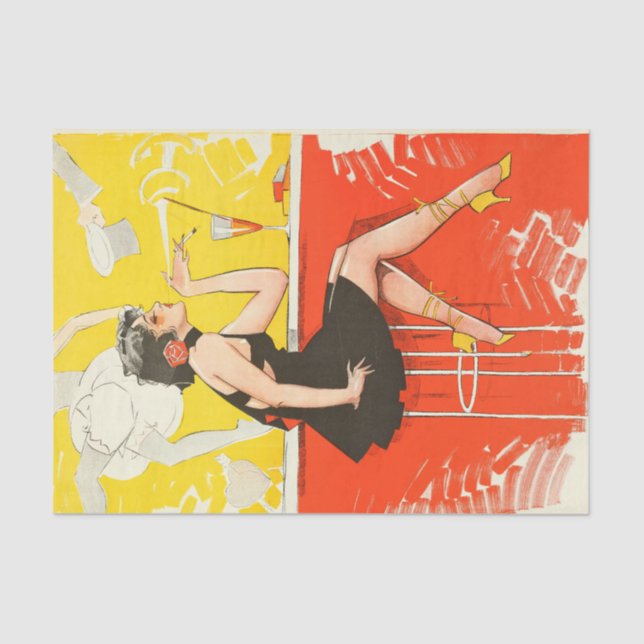 Art Deco Flapper Dancing Bar Scene Gatsby der 20er Seidenpapier (Vorderseite)