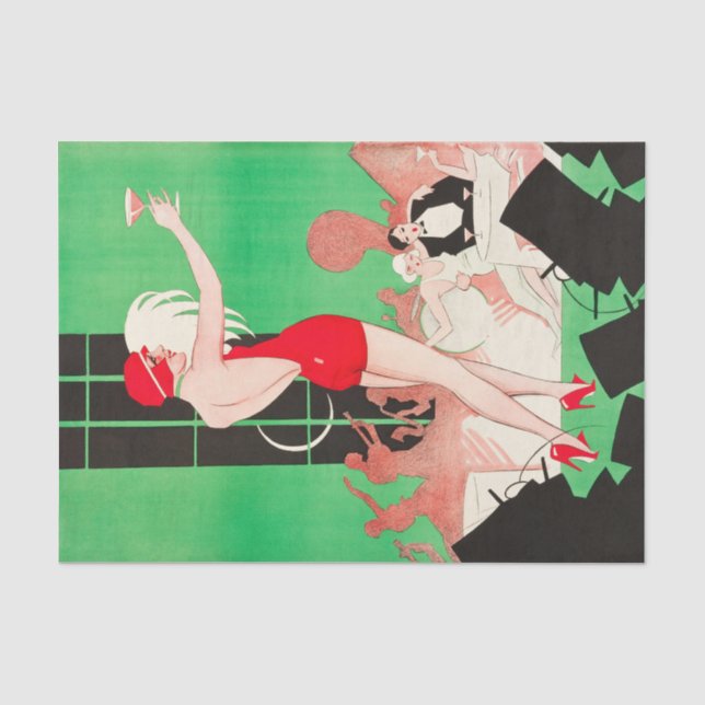Art Deco Flapper Dancing Bar Scene Gatsby der 20er Seidenpapier (Vorderseite)