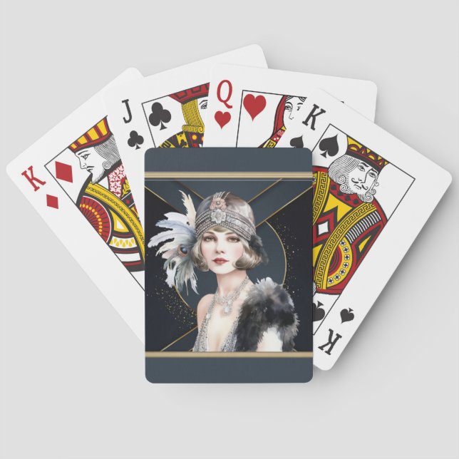 Art Deco Flapper Girl Spielkarten (Rückseite)