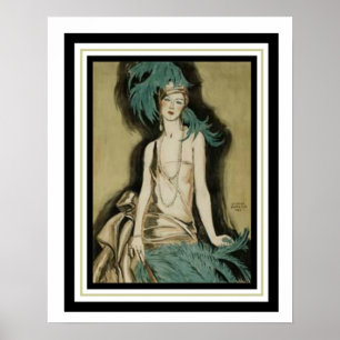 Art Deco "Flapper with Feathers" 16 x 20 Poster