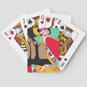 Art Deco Flapperin Spielkarten