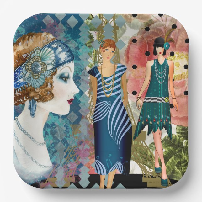 Art Deco Flappers Pappteller (Vorderseite)