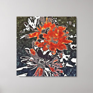 Art Déco Fleur Moderne Rouge Floral - Toile Envelo