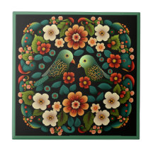 Art déco fleur motif oiseau céramique carreaux