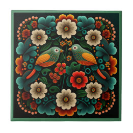 Art déco fleur motif oiseau céramique carreaux