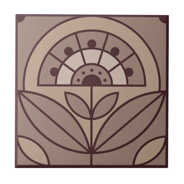 Art Deco Fliesen Blumenmuster (Mandelfrost) (Vorderseite)